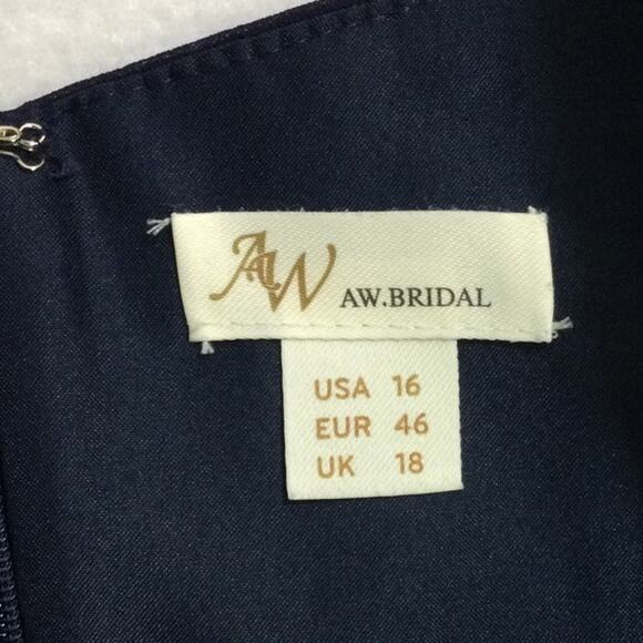 AW BRIDAL 16 2X plus dark navy blue bridesmaid formal gala party maxi NEW B24 - Picture 8 of 9